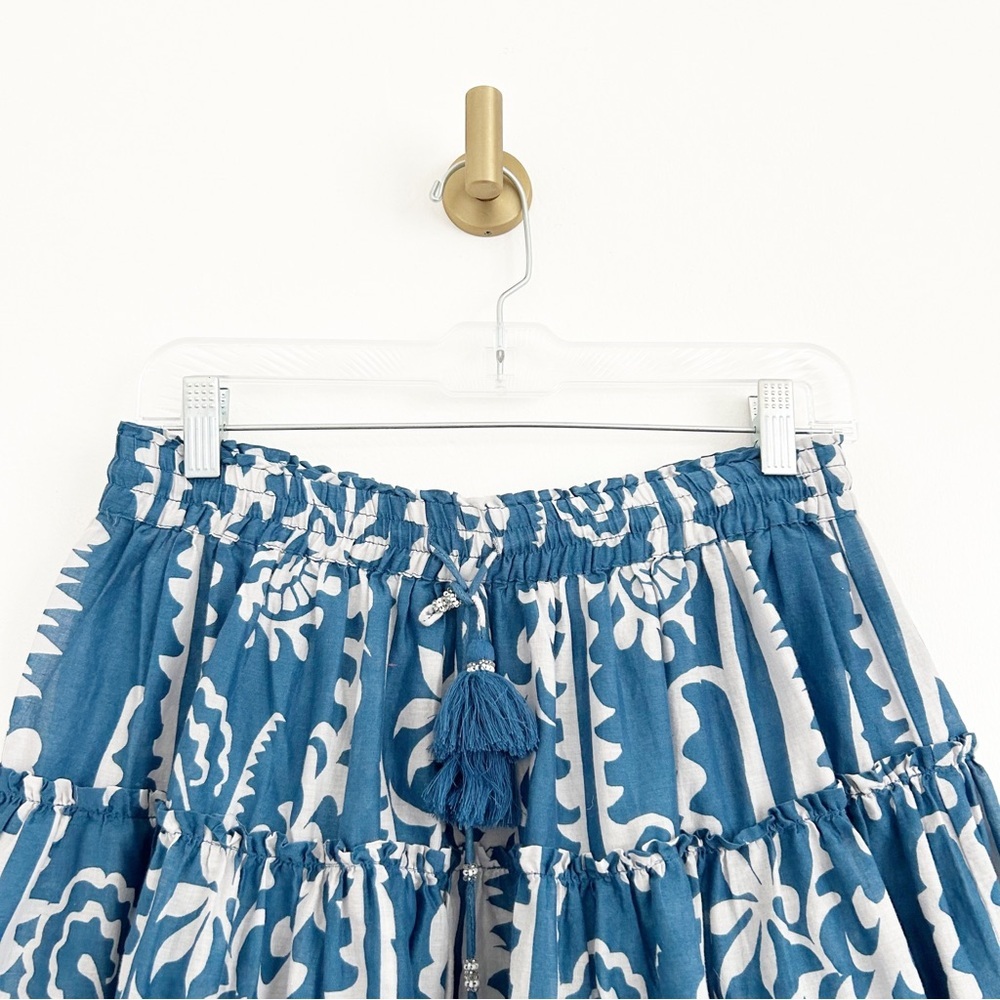 Zara Cotton Voile Lightweight Blue & White Print Mini Skirt Size US XS - Picture 3 of 9